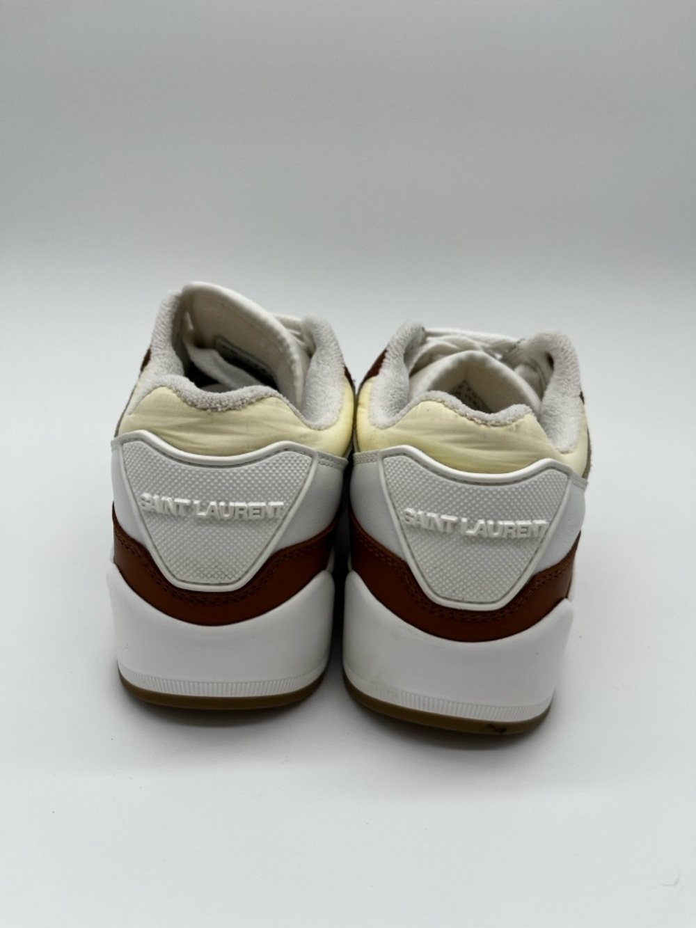 Saint Laurent Bump Low Top Sneakers Grey Cream Lace Up - 37+ (US 7.5) - Picture 12 of 16